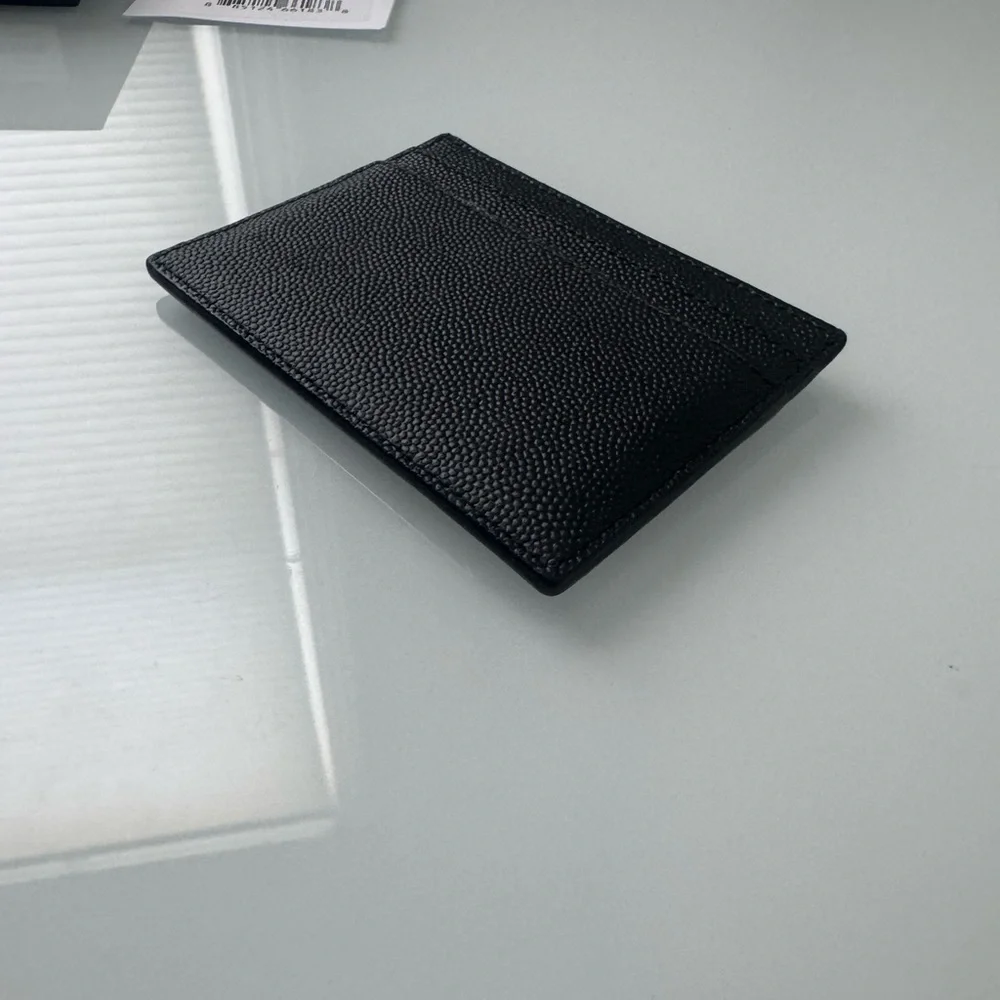 Leather Saint Laurent Black Caviar Calfskin Card Case YSL Box & Dustbag